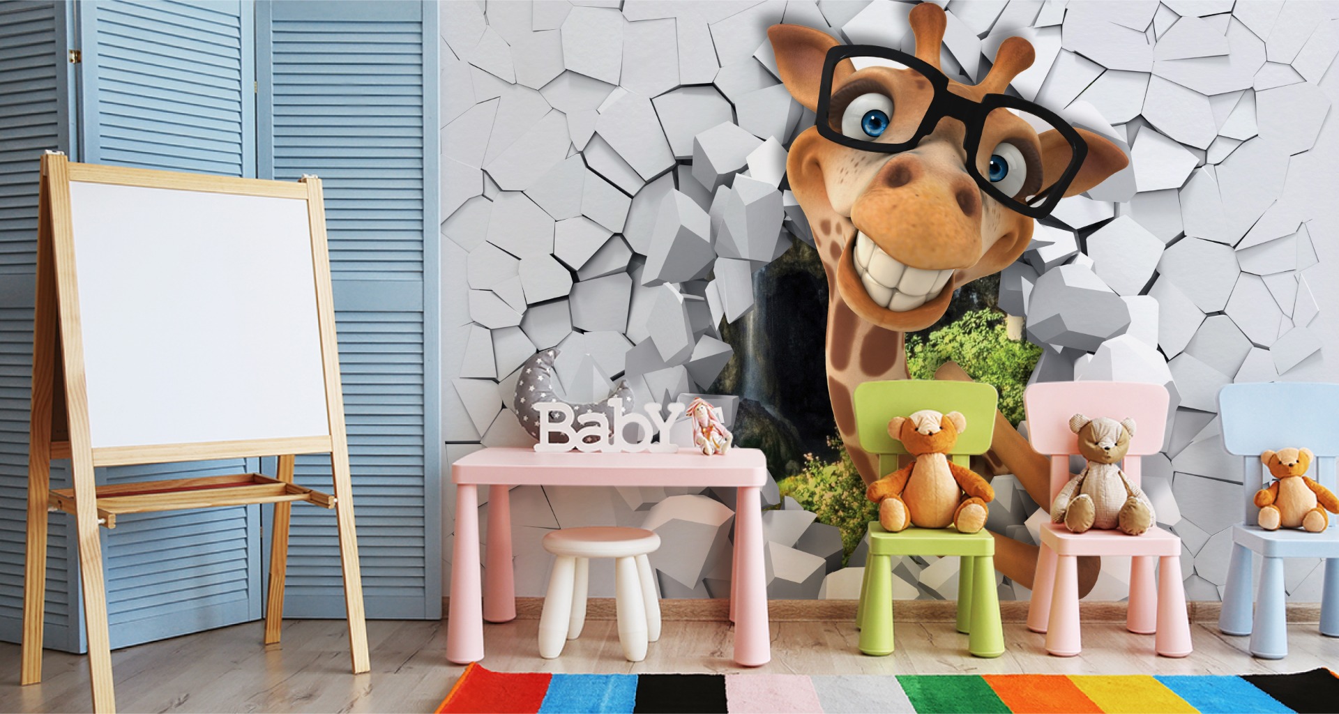 Fabelhafte SELBSTKLEBEND VLIES FOTOTAPETE XXL Kinderzimmer Giraffe Wand 2462 