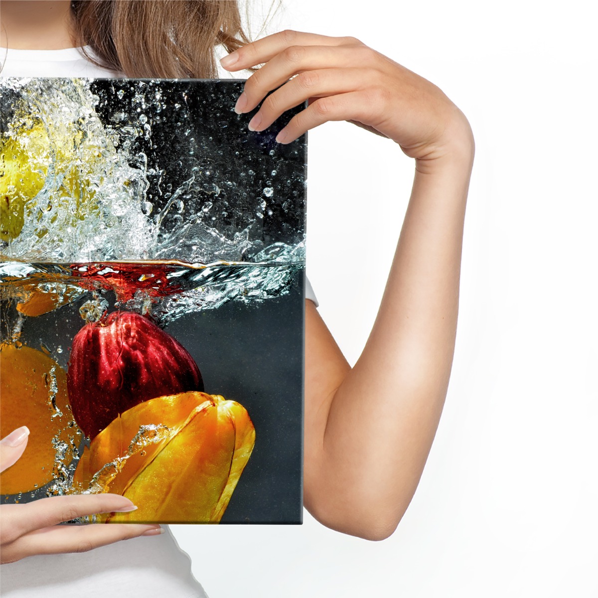Früchte im Wasser B&W Detail Leinwandbild Wanddeko Kunstdruck 