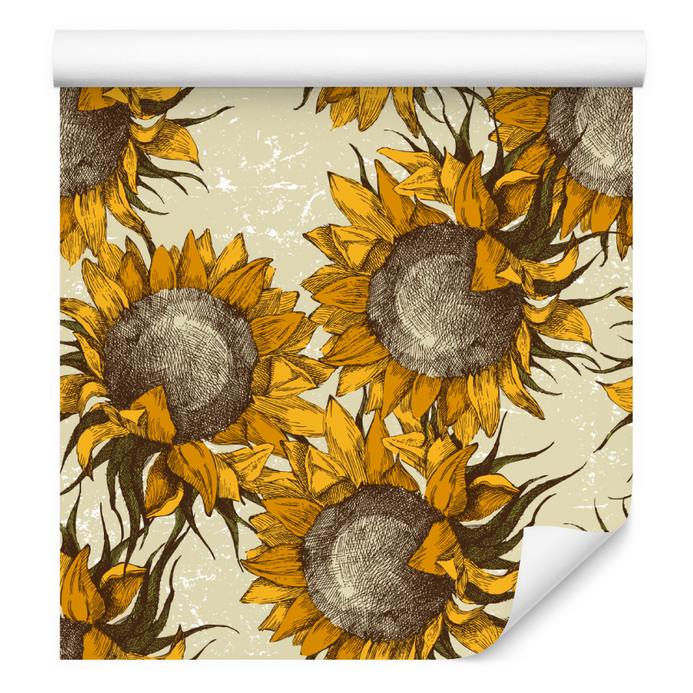 10m Vlies Blumen Tapete Natur Flora Sonnenblumen Gemalt Pflanzen Motiv Xxl 4334 Ebay