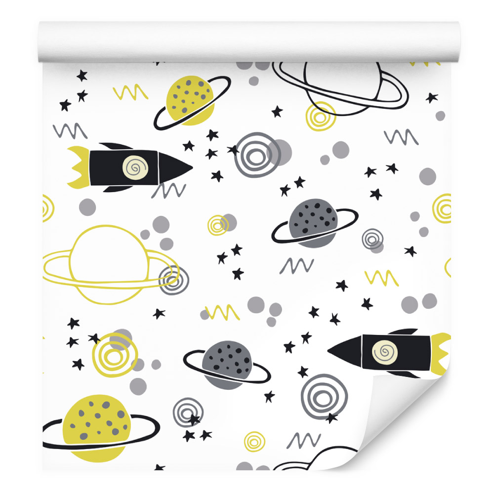 10m VLIES TAPETE Kinderzimmer Kosmos Planeten Raketen Sterne XXL 1691