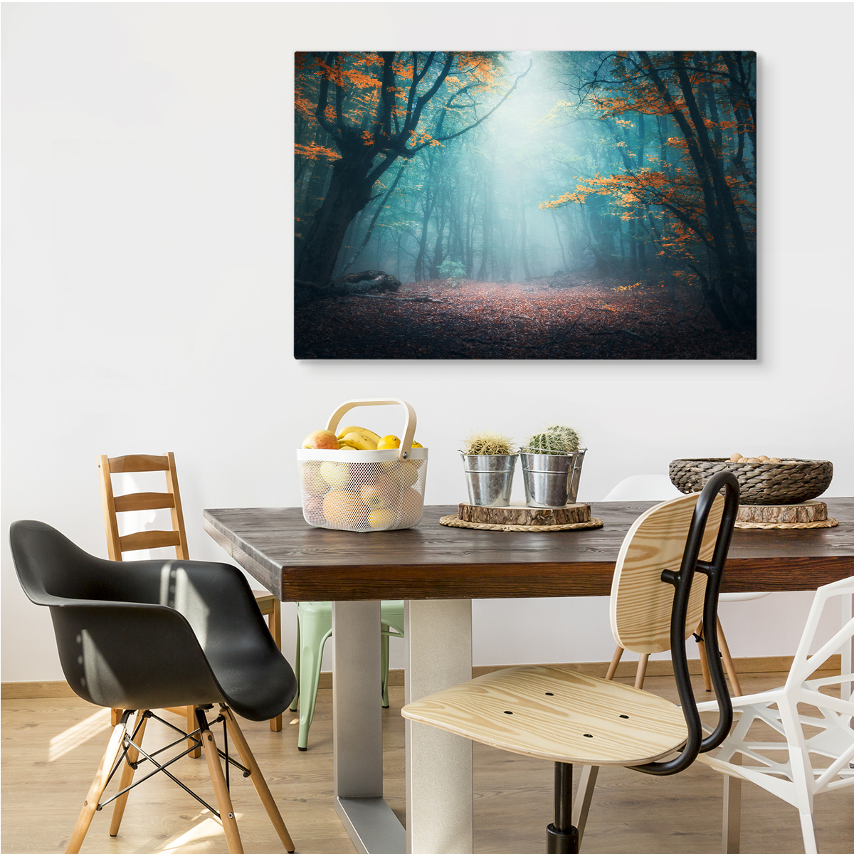 Fabelhafte Canvas LEINWAND BILDER XXL Kunstdruck Natur Wald im Nebel