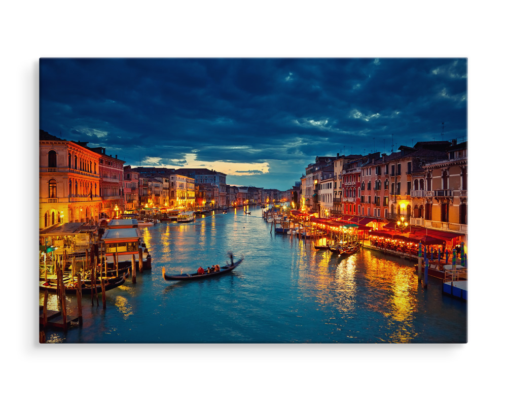 CANVAS Leinwand Bilder XXL Wandbilder Kunstdruck Venedig Gondeln Nacht