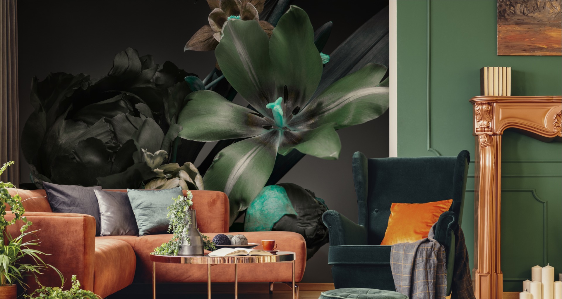 VLIES FOTOTAPETE Tapete Wandbilder XXL Wohnzimmer GRÜN Blumen