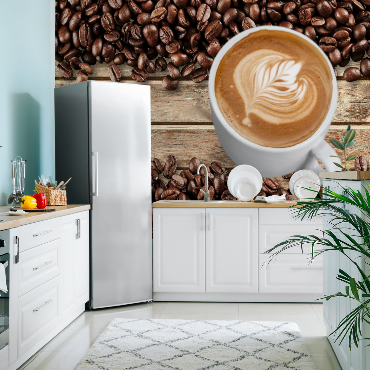 VLIES FOTOTAPETE Selbstklebende TAPETEN XXL Küche Kaffee Bohnen Cafe