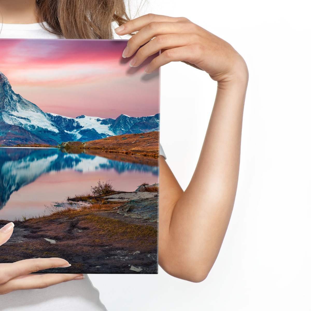 CANVAS Leinwand Bilder XXL Wandbilder Kunstdruck Natur Berge See Abend