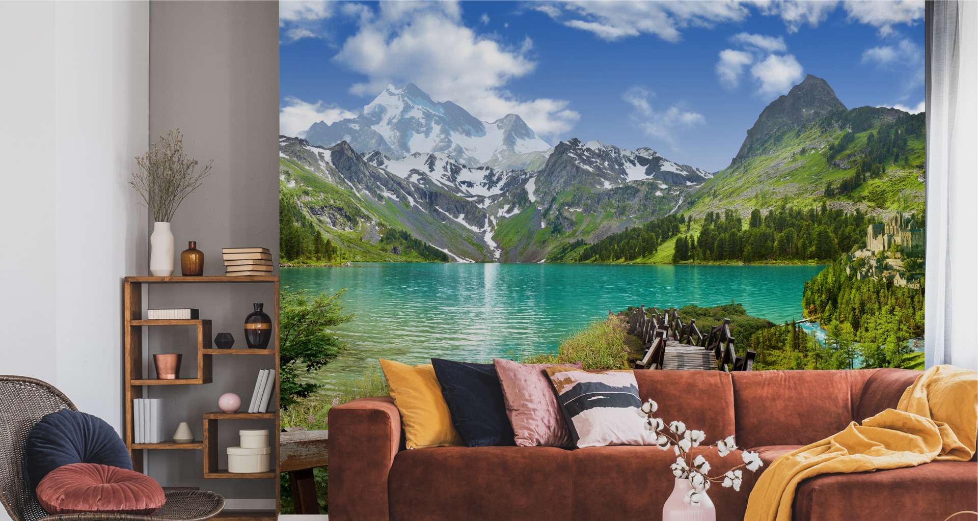 VLIES FOTOTAPETE Tapete Wandbilder XXL SEE in den Bergen Wald