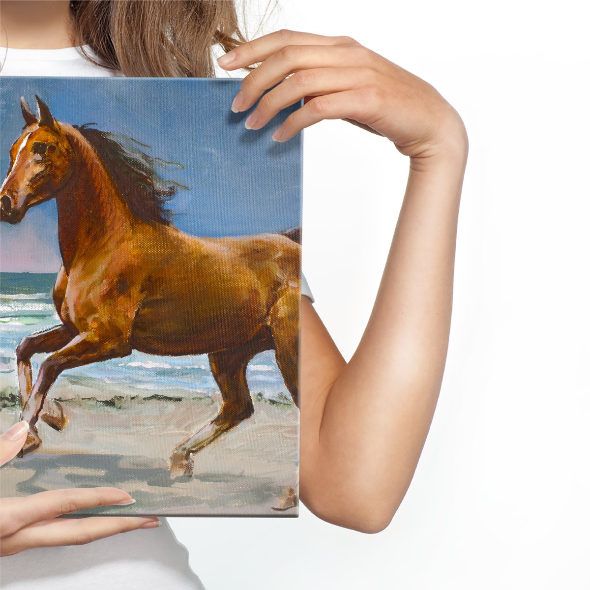 CANVAS Leinwand Bilder XXL Wandbilder Kunstdruck Meer Strand Pferd