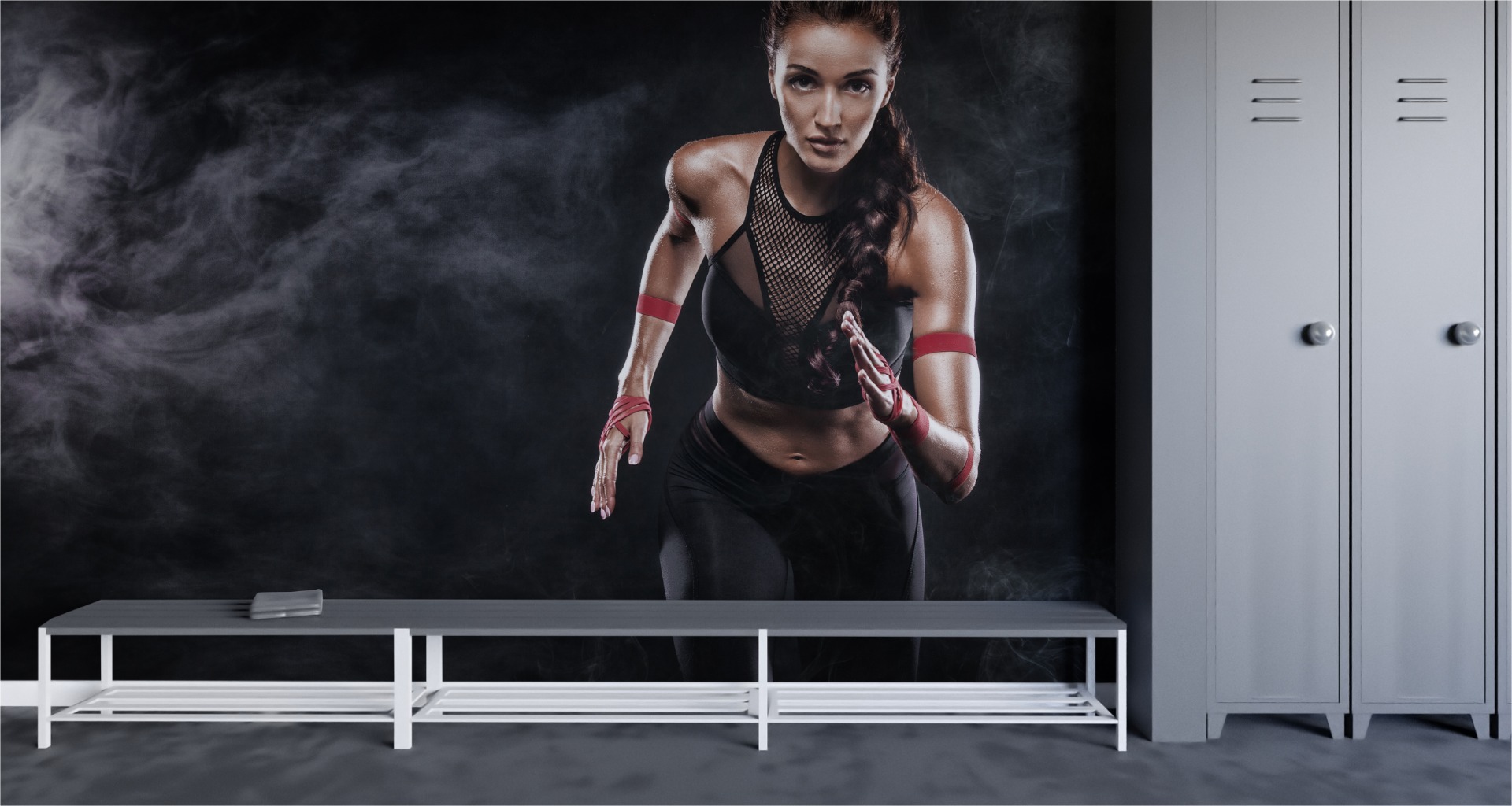 VLIES FOTOTAPETE Tapete Wandbilder XXL FITNESS Frau Lauf Sport 3D 3844